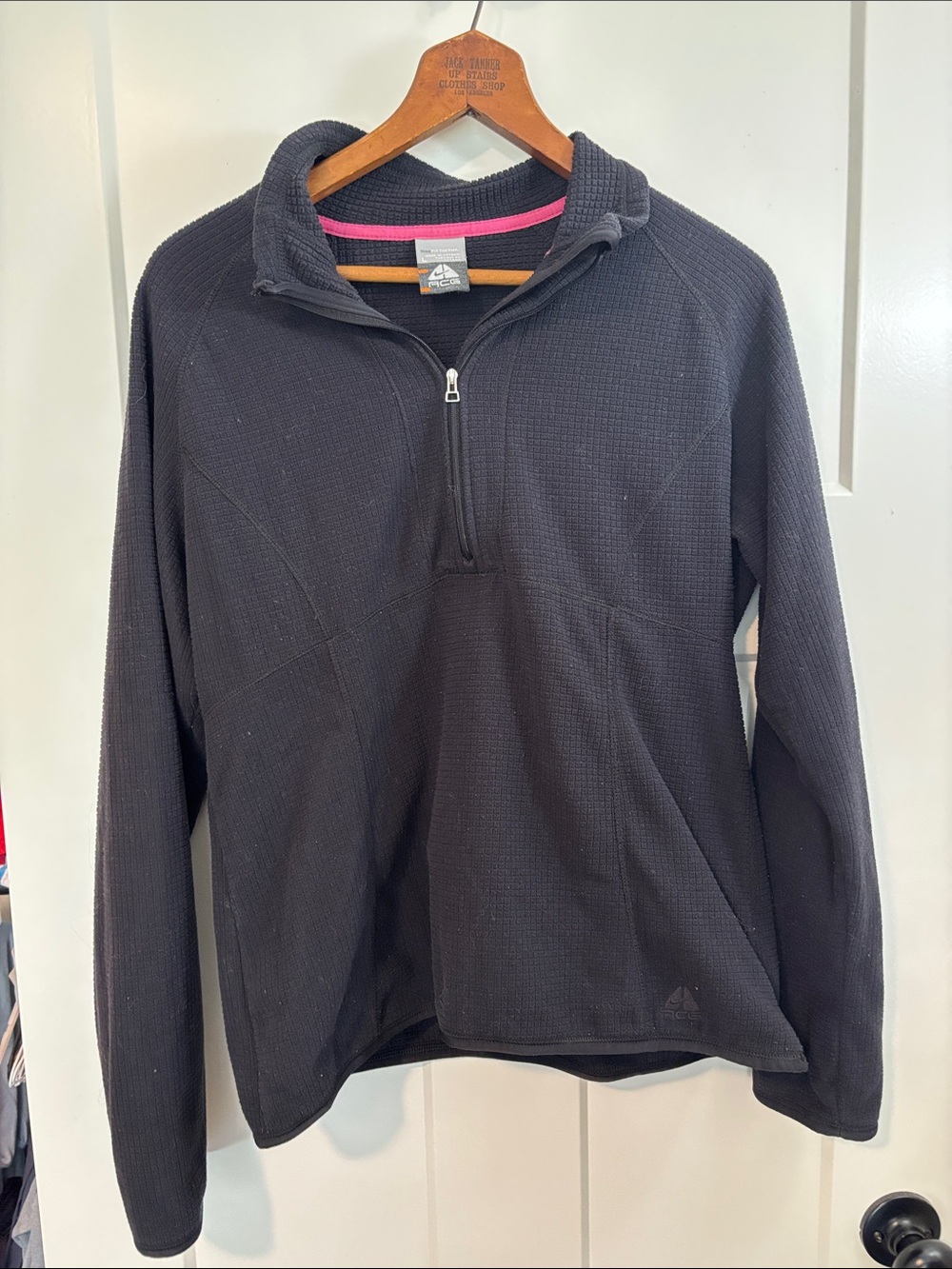 Nike Black Waffle Half-Zip Pullover with Pink Trim
